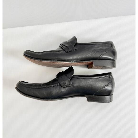 Allen Edmonds Bergamo Leather Loafers Black Shoes Men Size 9.5 D Slip on Italy